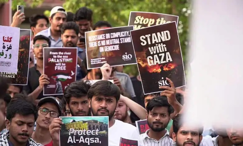 Jamia Millia Islamia students protest against Israeli attacks in Gaza