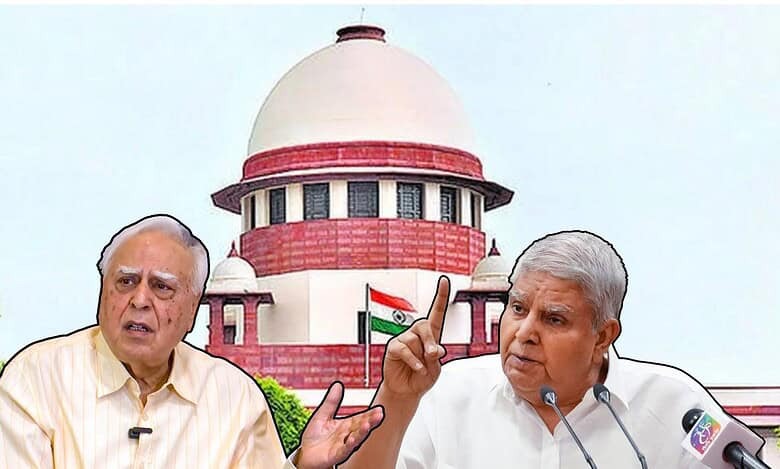 VP Dhankhar drops ‘nuclear’ line on Supreme Court, Kapil Sibal hits back