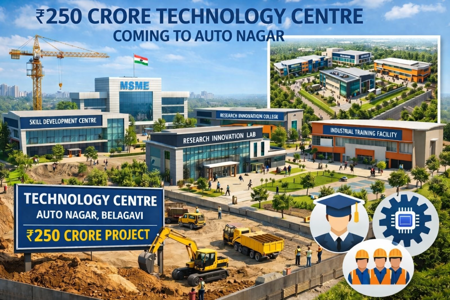 Belagavi के ऑटो नगर में 250 करोड़ रुपये का टेक्नोलॉजी सेंटर स्थापित होगा