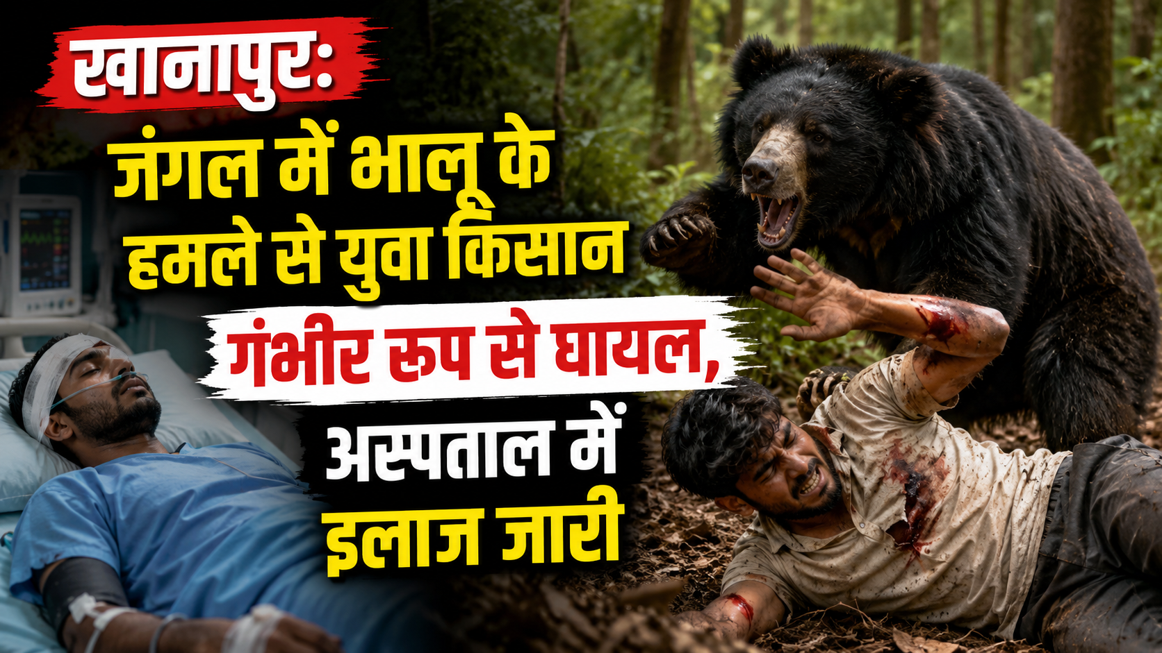 खानापुर: जंगल में युवा किसान पर भालू का खौफनाक हमला; पैर में गंभीर चोट!