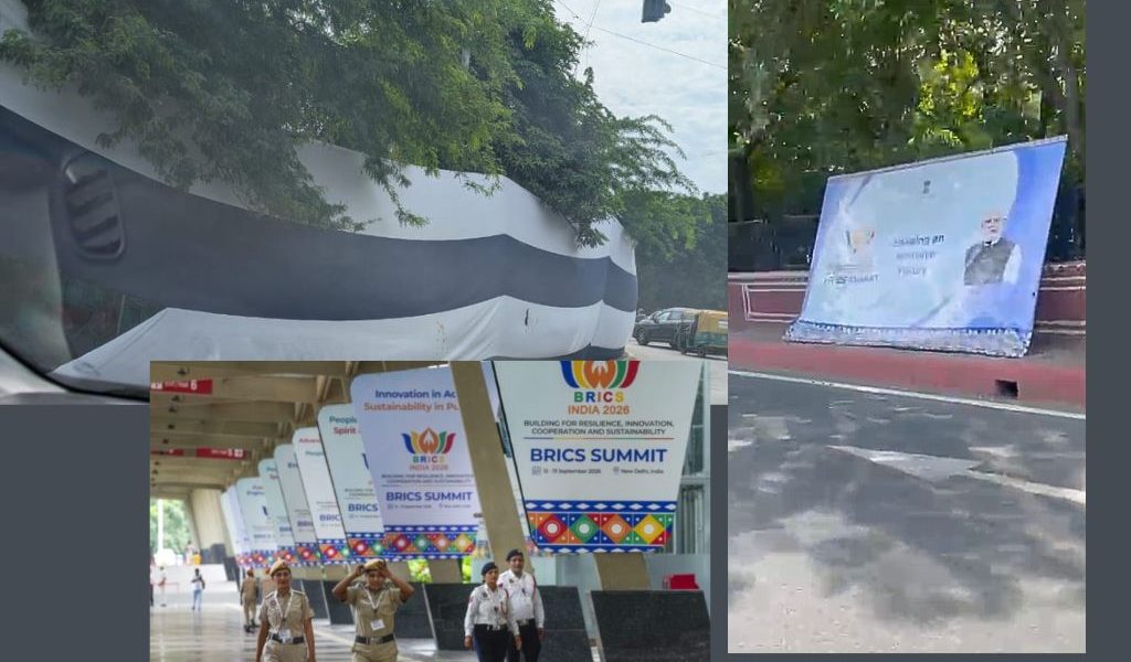 दिल्ली की सड़कों से ब्रिक्स की तस्वीर: ग़रीबी पर पर्दा, चमचमाती इमारतें और नेताओं के पोस्टर